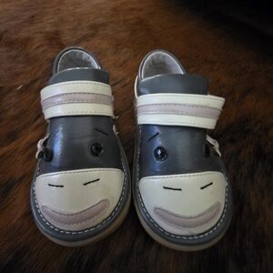 Kids Leather WEE SQUEEK Shoes with Cute Face Design